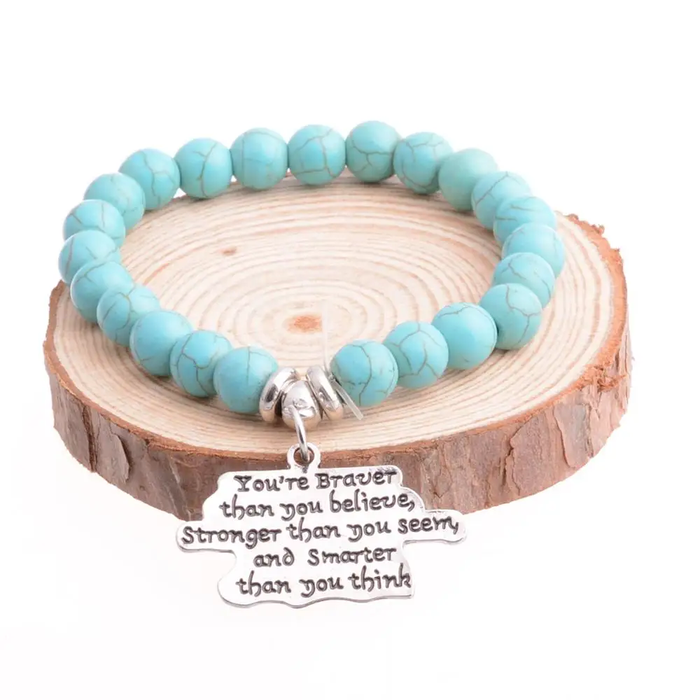 12 шт. вы больше чем верите браслеты с подвесками натуральный камень бирюзовые