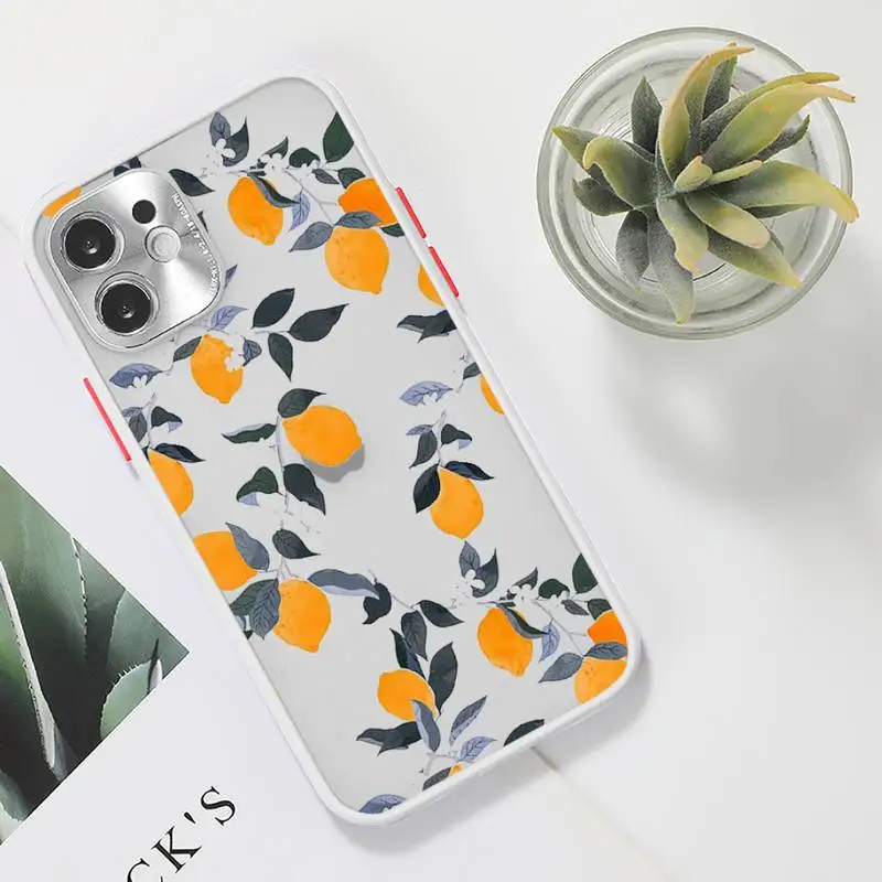 

lemon Phone Case Clear matte transparent For white iPhone 7 8 x xs xr 11 12 pro plus max mini Funda