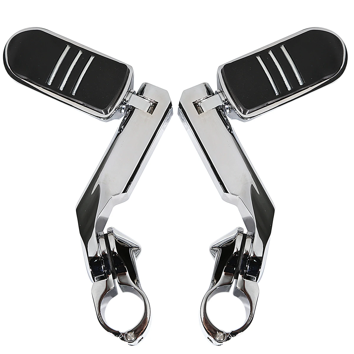 

32mm Long Chrome Highway Bar Clamp Mount Angled Engine Guards Footpeg Kits For Harley Sportster Dyna Touring 883 1200 Road King