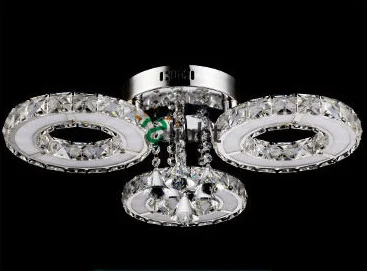 Современный минимализм Lustre De Cristal Led Люстра для фойе Роскошные покрытые зеркалом стальные кольца Круглая Люстра - Цвет абажура: clear 3 light