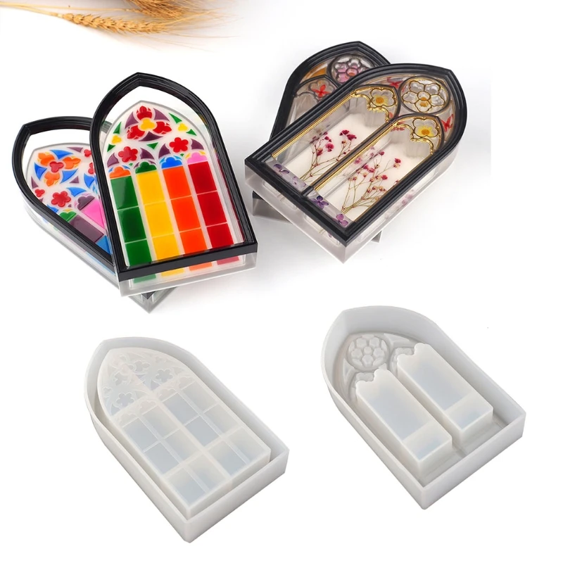 

Creative Crystal Epoxy Resin Mold Church Window Storage Box Cabinet Mirror Silicone Mold BPA-Free for DIY Crafts Decor