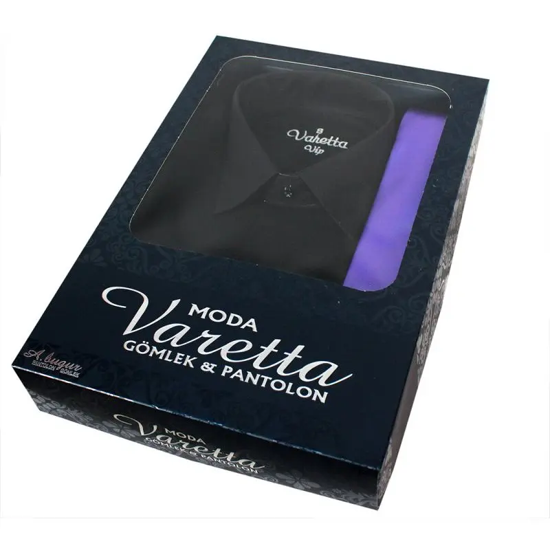 Подарок на день отцов идея однотонная Черная Мужская рубашка фиолетовый галстук