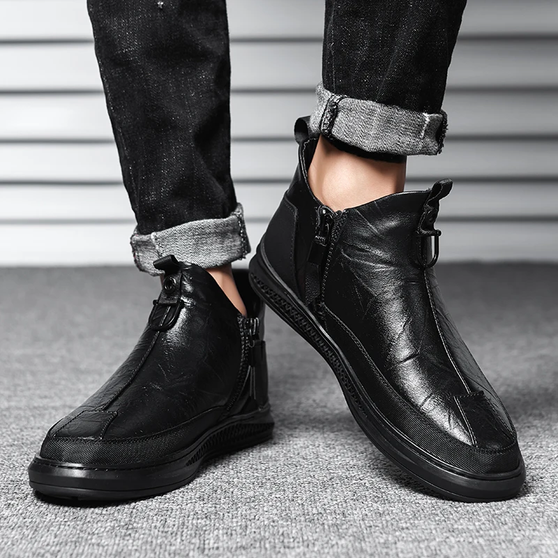 

Winter Men Leather Shoes Luxury Brand Men Gentleman Boots Mocassins Soft Office Business Casual Shoes Fashion Driving Shoes I