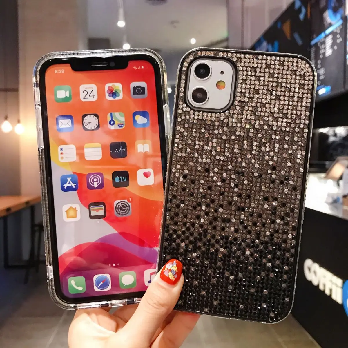 

Gradient color thousand diamond mobile phone case for iPhone7 8 X XS XR 11 12 and other series