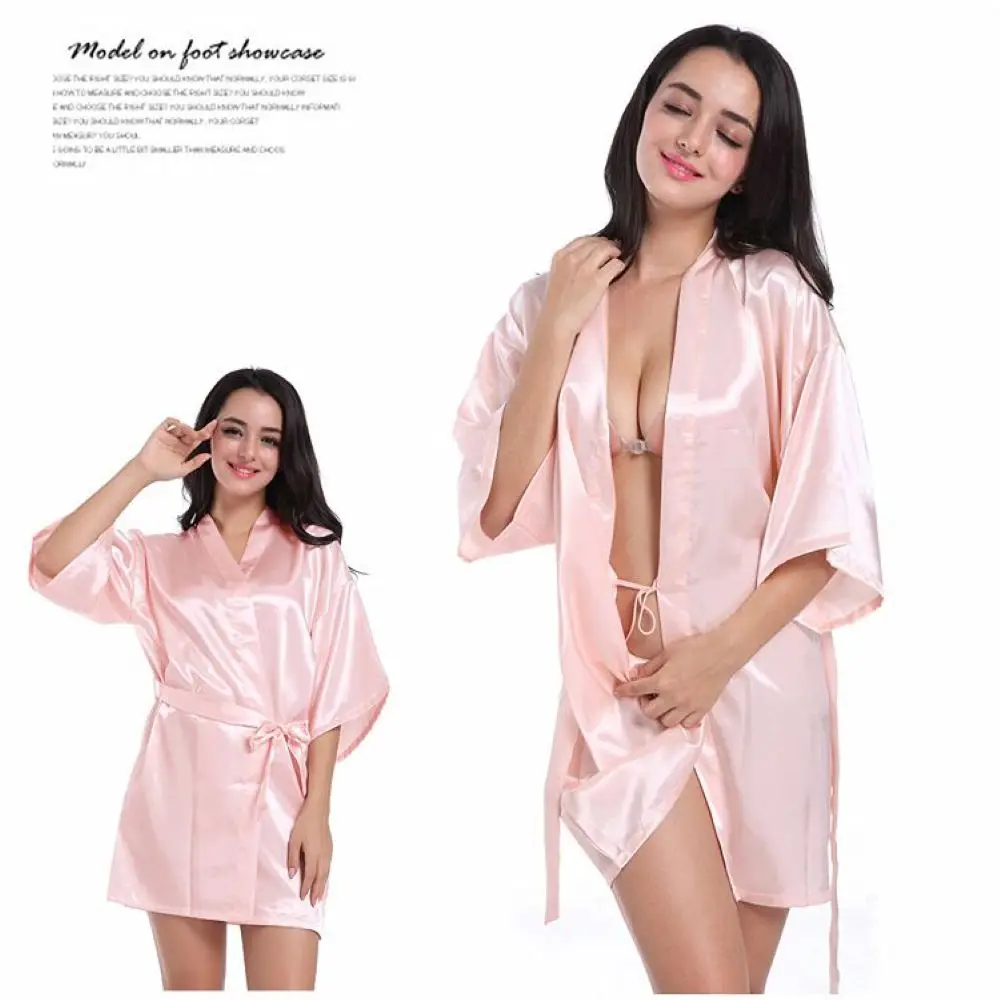 

Explosion Tianbaogong brand nightgown sleepwear ladies sexy cardigan nightgown robes for women solid color thin bathrobe