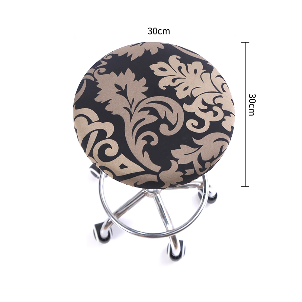 

Round Chair Cover Bar Stool Elastic Seat Covers Chair Protector Solid Color Floral Printed For Home Leisure Fashion 1/2/4/6 Pcs