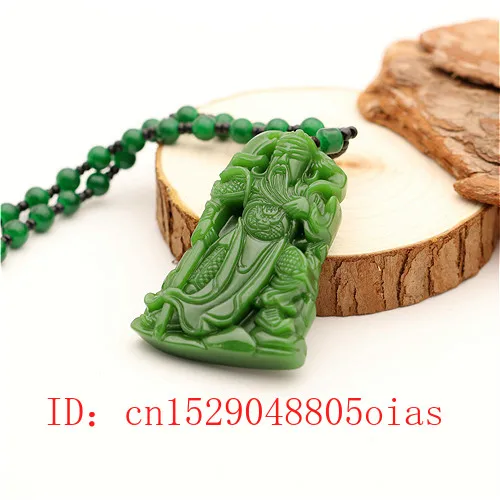 Натуральный зеленый китайский нефритовый кулон Guangong ожерелье из бисера модное
