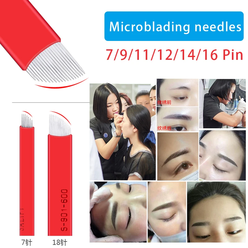 

100 шт. очень тонкий 0,18 мм 18U Nano лезвия для тату микроигла игла 9/11/12 Flex предназначены для одноразового использования Перманентный макияж брове...