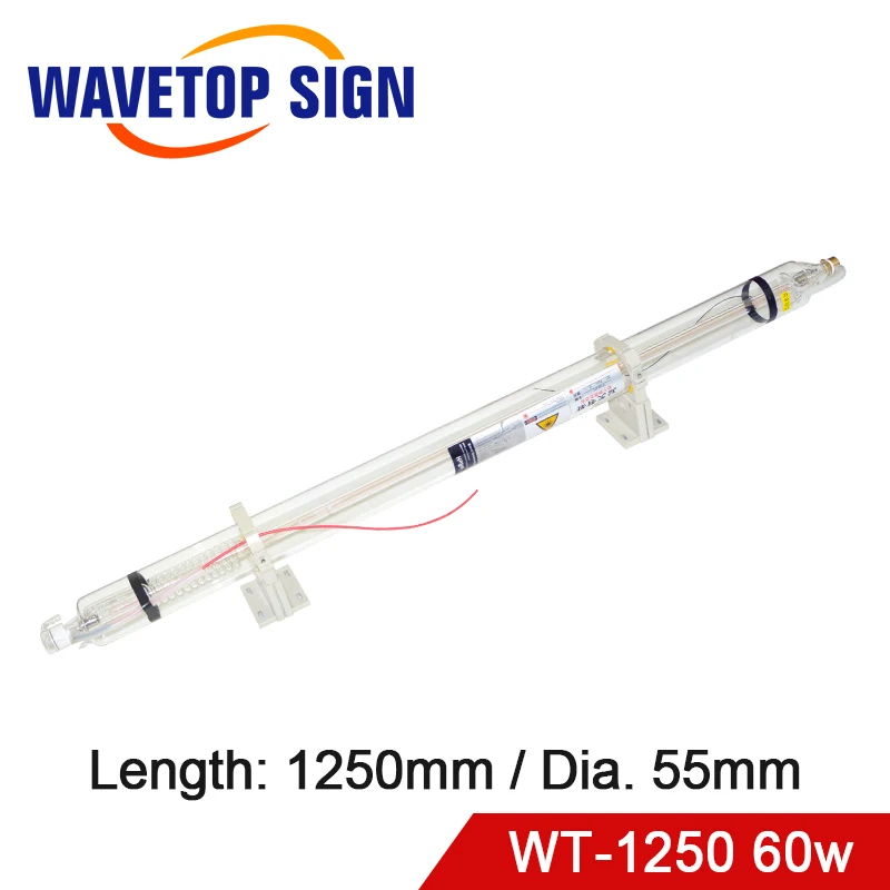 WaveTopSign Co2 лазерная трубка WT1250 60 Вт лазерная стеклянная трубка длиной 1250 мм диаметр 55 мм используется для Co2 лазерной резки