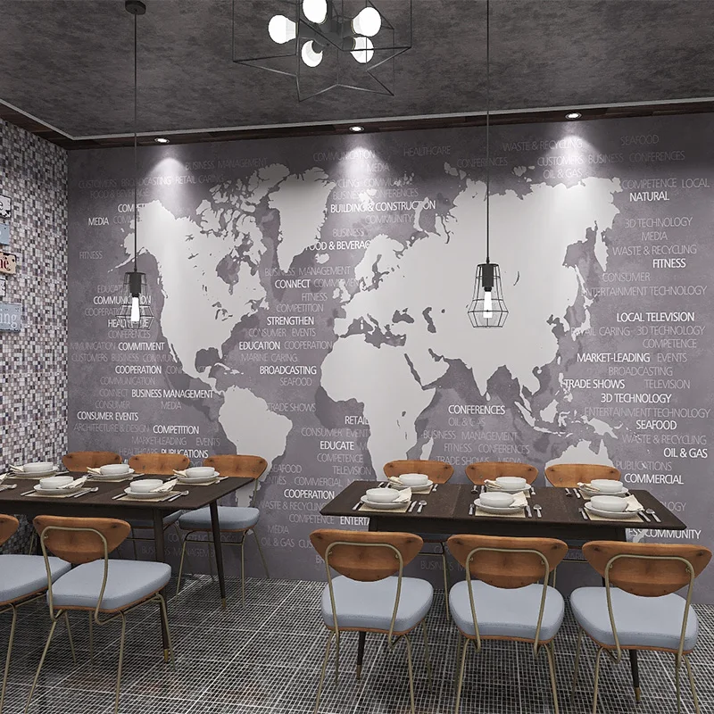 Самоклеящиеся 3D-обои в стиле ретро с картой мира обои для офиса студии индастриал