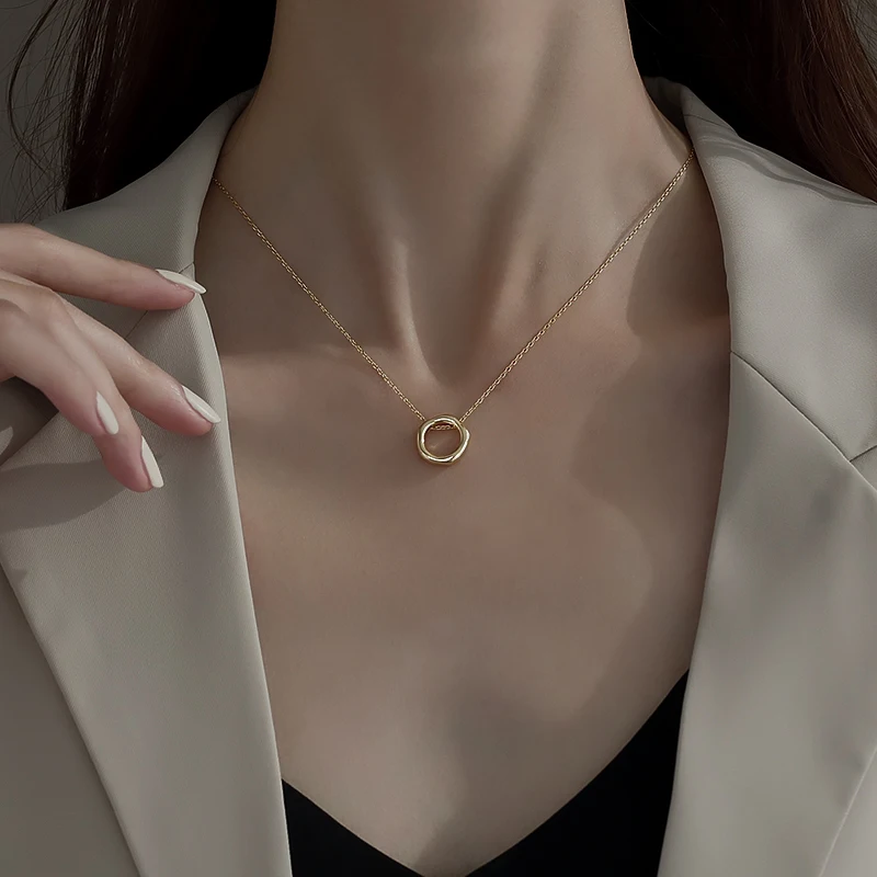 

925 Sterling Silver Ring Necklace Female Light Luxury Minority Design Ins Normcore Style Choker 2020 nian New Style Necklace