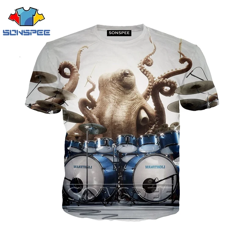 Anime 3d print funny music t shirt Men Women fashion t-shirt drum set sexy kids Harajuku top tee Funny shirts homme tshirt A48