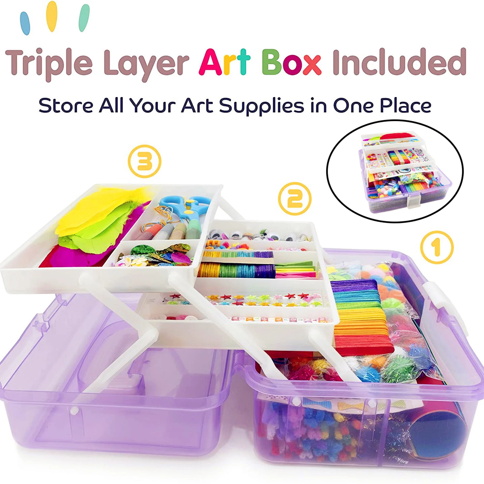 Suministros de arte completo para ni&ntilde;os y ni&ntilde;as, caja plegable para manualidades de Navidad, 1000 Uds.-1