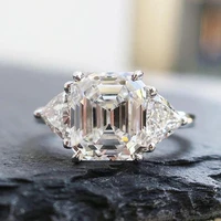 dazzling square with two triangular zircon rings exquisite proposal ring womens elegant engagement ring fashion jewelry