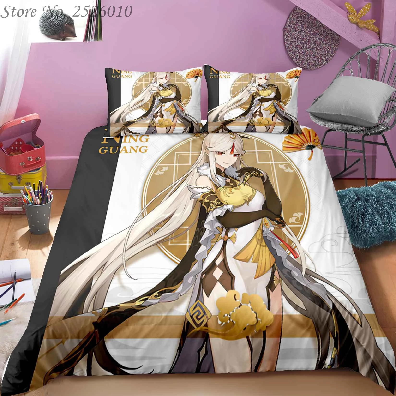 

Anime Genshin Impact 3D Printed Bedding Set King Duvet Cover Pillow Case Comforter Cover Bedclothes Bed Linens 04