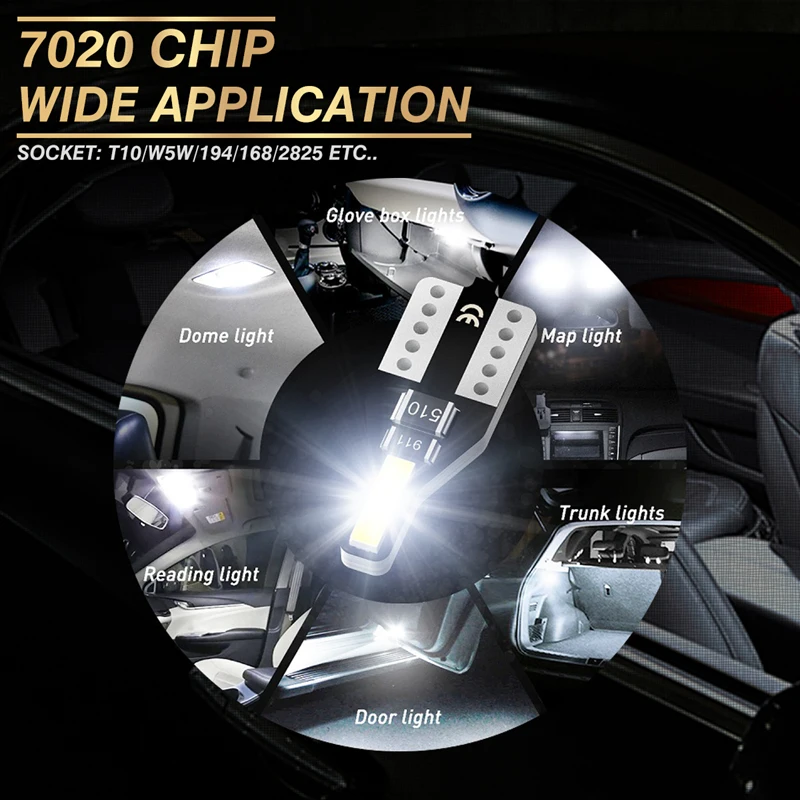 

10x T10 W5W Led Bulb Auto Interior Light For Volkswagen VW Golf Passat B7 B6 Scirocco Touareg Polo Bora Transporter Car Light