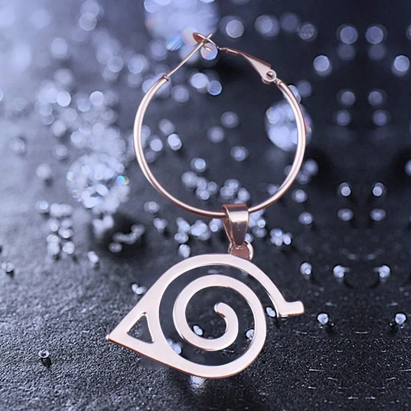 

2021 Two Style 1 Pair Anime Sailor Moon Water Ice Moon Earrings And Konoha Logo Drop Earrings