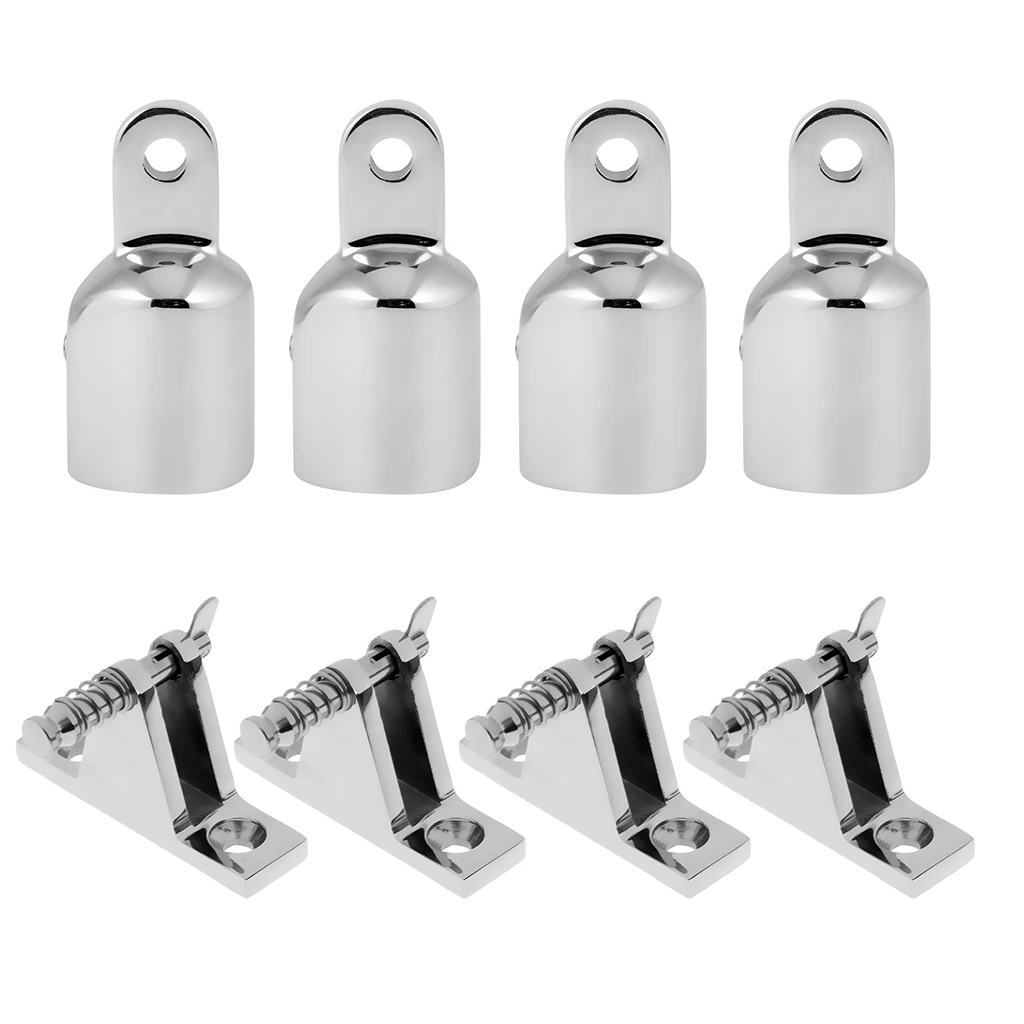 8X Boat Deck Hinge & 1-Inch Eye End Cap Bimini Top Canopy Fitting Accessories - 316 Stainless Steel | Marine Hardware