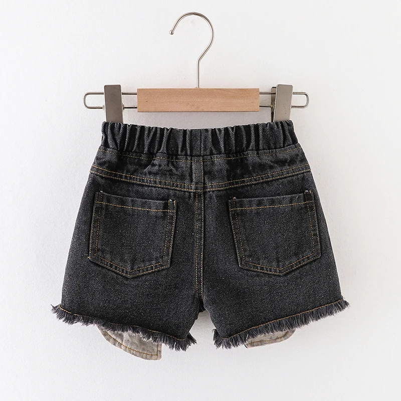 

PatPat Toddler Girl Leopard Holey Denim Shorts