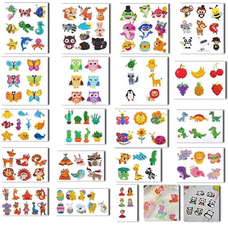 

Diamond Painting Sticker Animal Shark Styles For Children Round Diamond Sticker Double Sided Stickers Christmas Kits