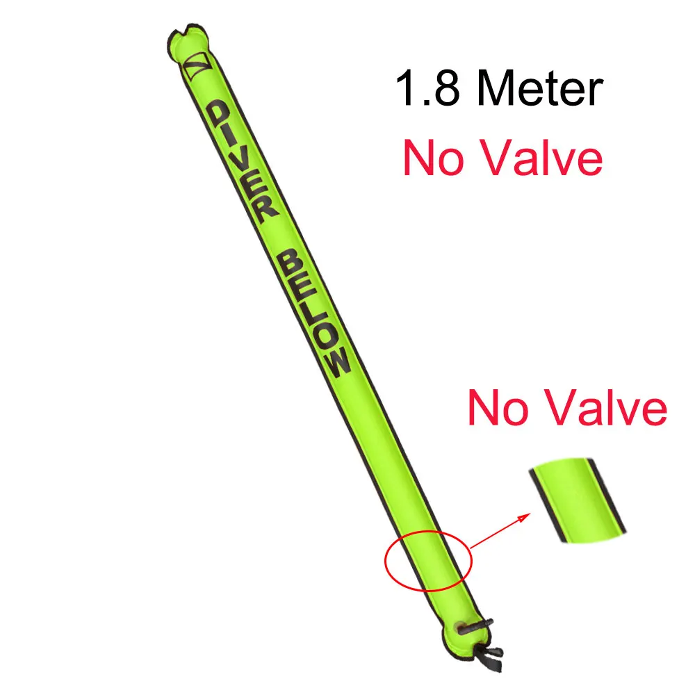 1.8M Yellow No Valve 1,1 м-1,8 м закрытый Дайвинг поверхность маркерный буй SMB дрейф дайвинг восходящая сигнальная трубка безопасная колбаса Для Сноркелинга - Цвет: 1.8M Yellow No Valve