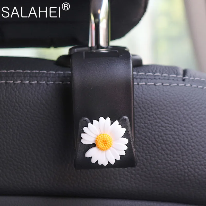 

4 Color Cute Little Daisy Flowers Universal Car Seat Back Hook Interior Portable Hanger Storage For Purse Cloth Decoration