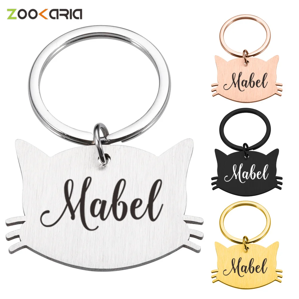 

Personalized Plate Pet Tag Cat Dogs Collar Accessories Medal with Engraving Kitten Puppy Name Engraved Lettering Cat face Badge
