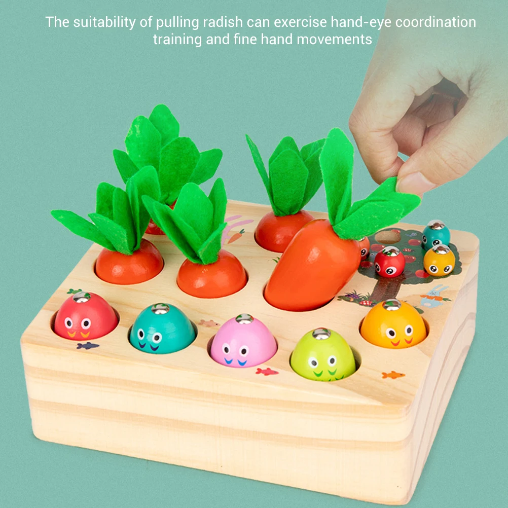 

3 in 1 Child Toys Plucking Radish Magnetic Catching Fishing Toy Shape Size Sorting Puzzle Toys Kids Early Education Gift