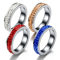 trend niche fashion titanium steel couple ring 2 rows stainless steel couple ring jewelry