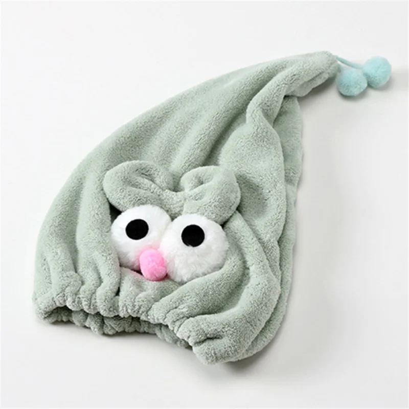 Microfiber Women Bathroom Hair Towel Quick-Dry Hat Turban Super Absorbent Head Wrap Shower Cute Cartoon | Красота и здоровье