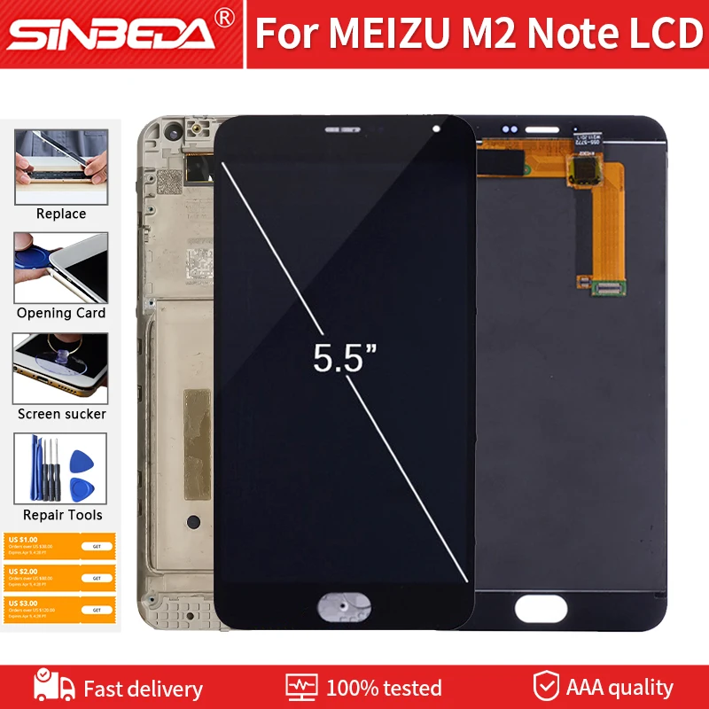

5,5 "Оригинальный ЖК-дисплей для MEIZU M2 Note, ЖК-дисплей, сенсорный экран с рамкой, дигитайзер в сборе, замена для дисплея MEILAN NOTE 2