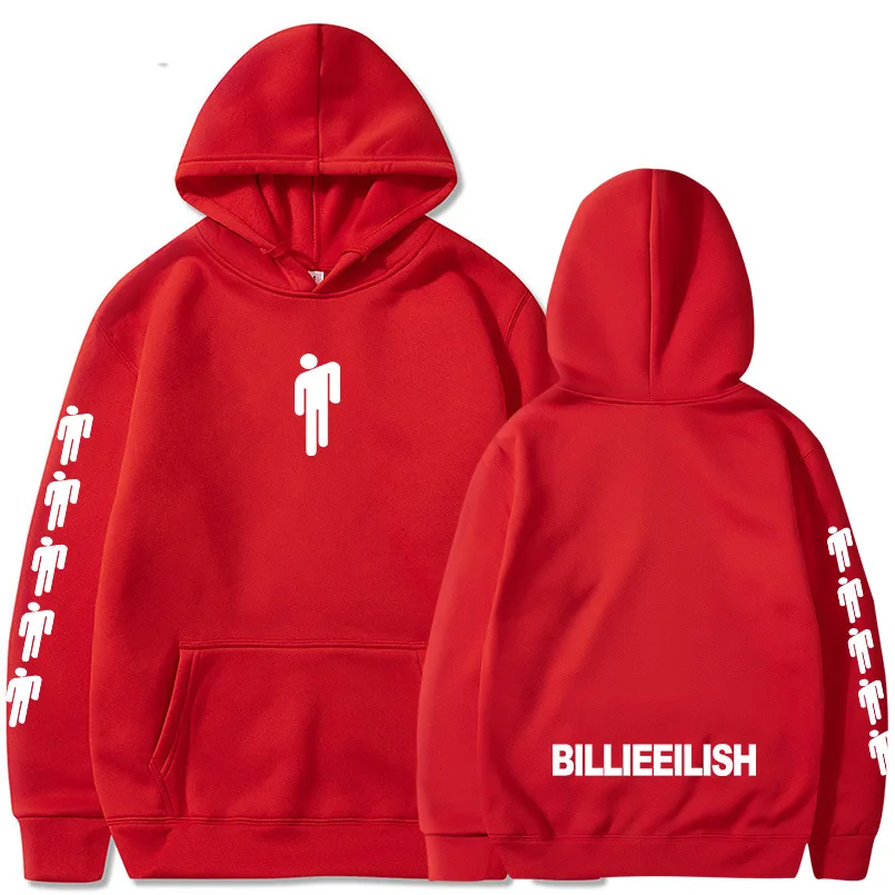 Red 02 Billie Eilish, модные толстовки с принтом для мужчин/женщин, толстовки с капюшоном и длинным рукавом,, повседневные трендовые уличные толстовки - Цвет: Red 02