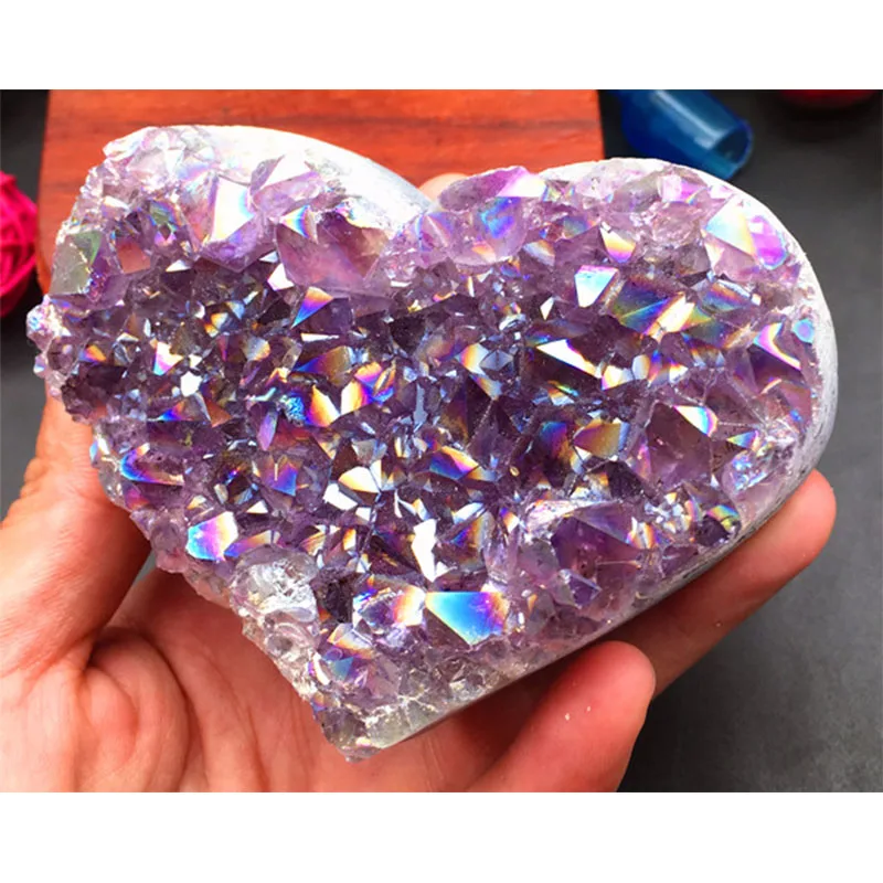 423 г натуральный кварцевый кристалл Аметист кластер Ангел сердце украшение