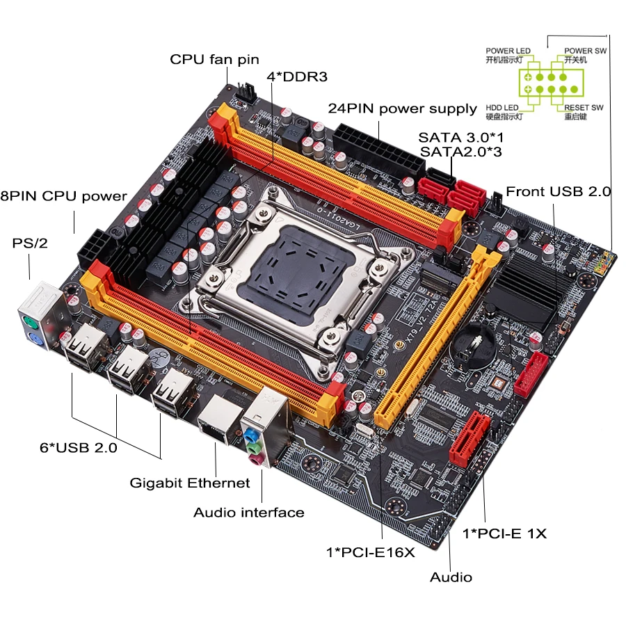 Qiyida X79 набор материнских плат с LGA2011 Combos Xeon E5 2620 CPU 4 шт. x ГБ = 16 Гб памяти DDR3 RAM 1333 МГц