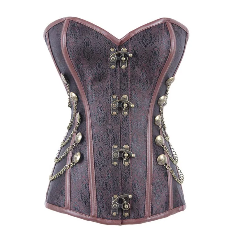 

New Steel Boned Steampunk Corset Metal Buckle Bodice Lacing Up Top Women Sexy Bustiers Corset Tight Lacing Lingerie PK148