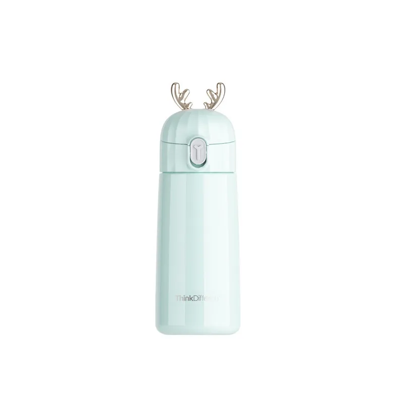 cyan Bpa-free 270 мл милые 304 Термосы Из Нержавеющей Стали, двухслойные термосы с ушами оленя, термос, Дамская термальная бутылка для воды - Цвет: cyan