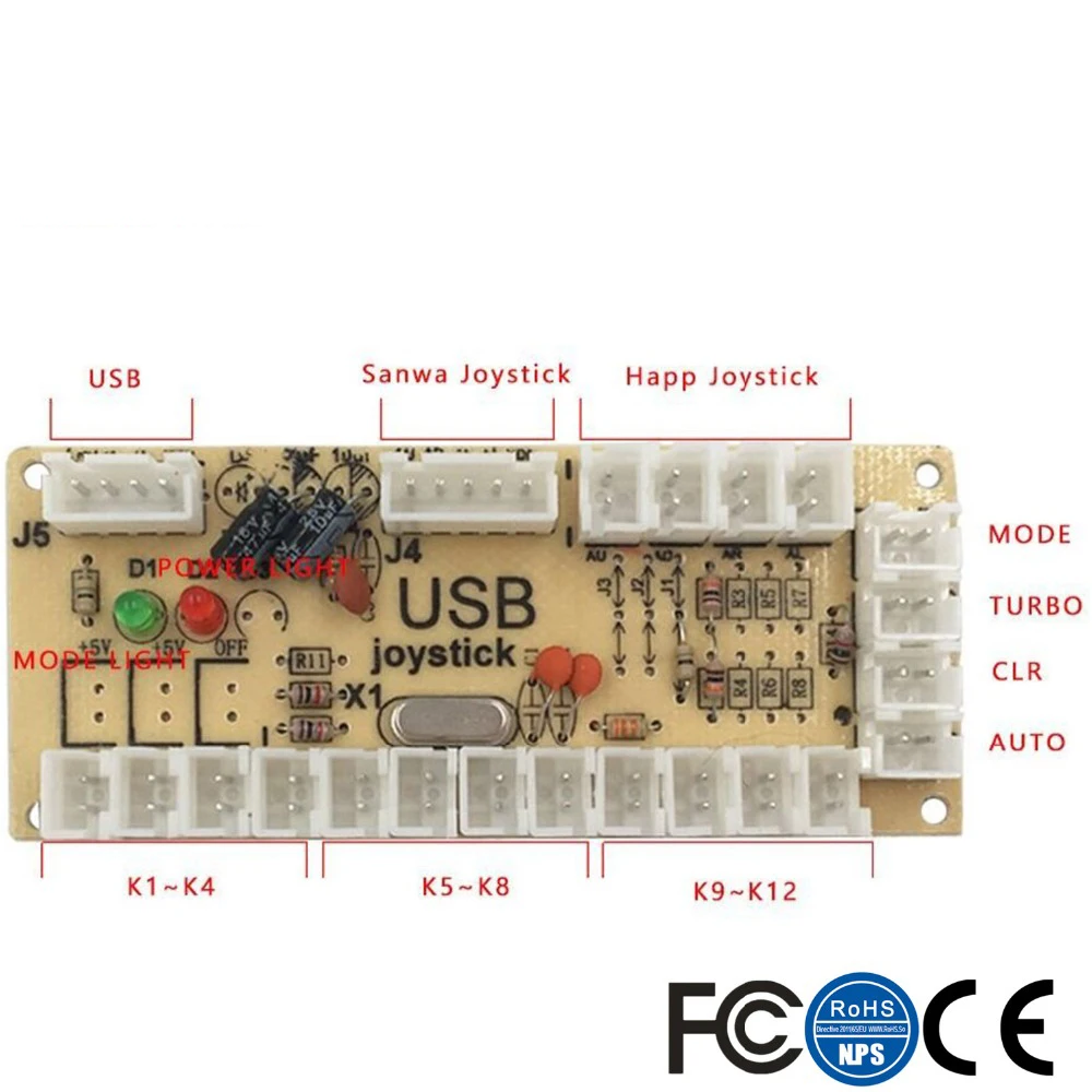 12 компл./лот Нулевая задержка аркадный USB энкодер ПК для джойстика кнопочные