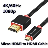 micro hdmi compatible 1m 2m 3m adapter 4k 60hz 1080p ethernet audio braid cable for camera hdtv ps3 xbox pc
