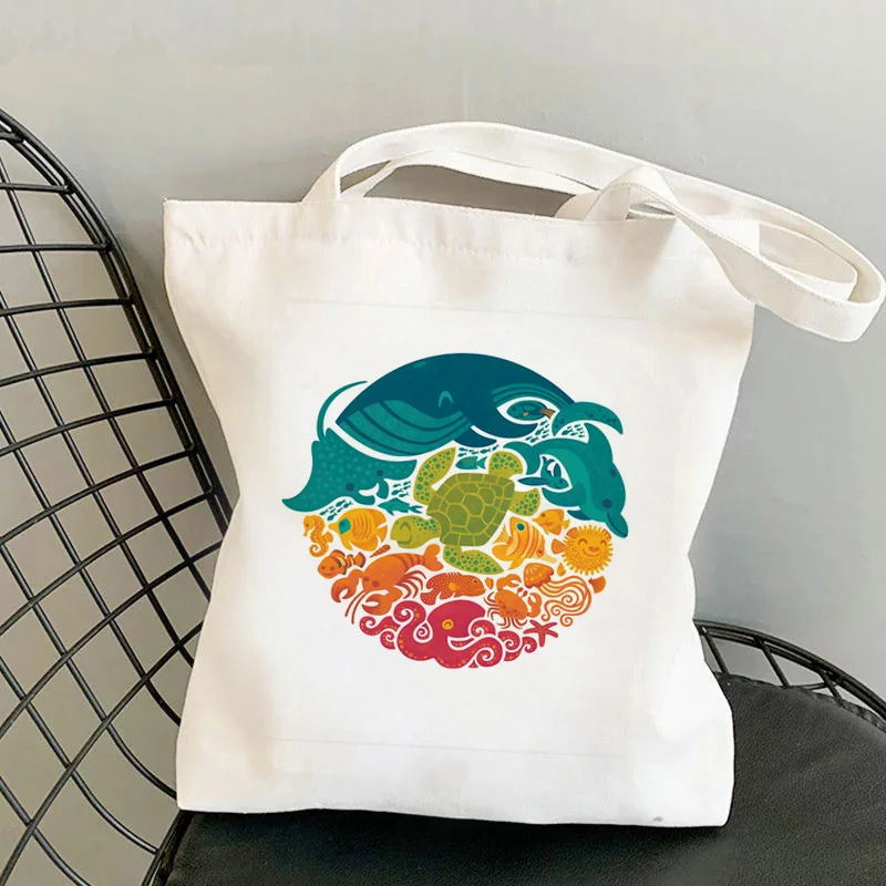 

2021 сумка-шоппер с водным радужным принтом, женская сумка-тоут в стиле Харадзюку, Женская холщовая сумка-шоппер на плечо