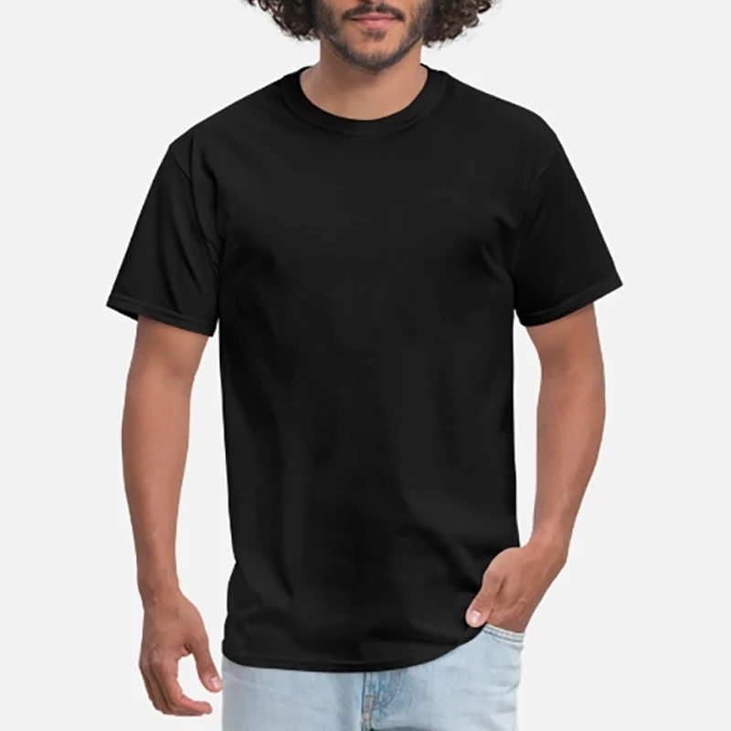 Футболка из 100% хлопка однотонная мужская футболка большого размера с круглым