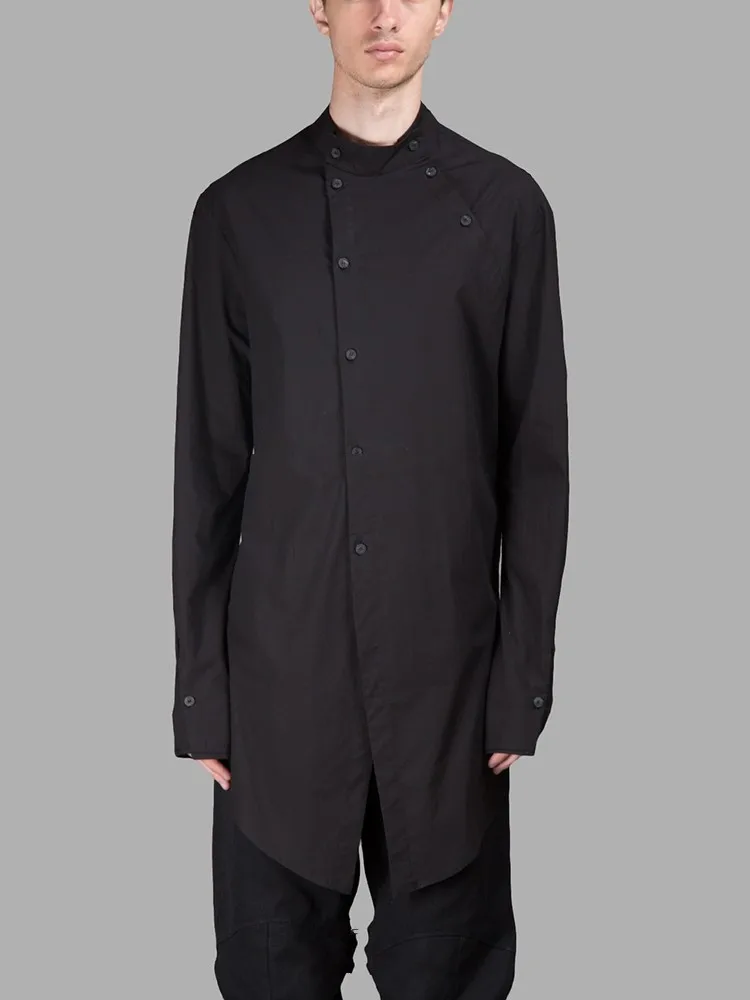 Мужская одежда модная свободная и удобная Однотонная рубашка средней длины с