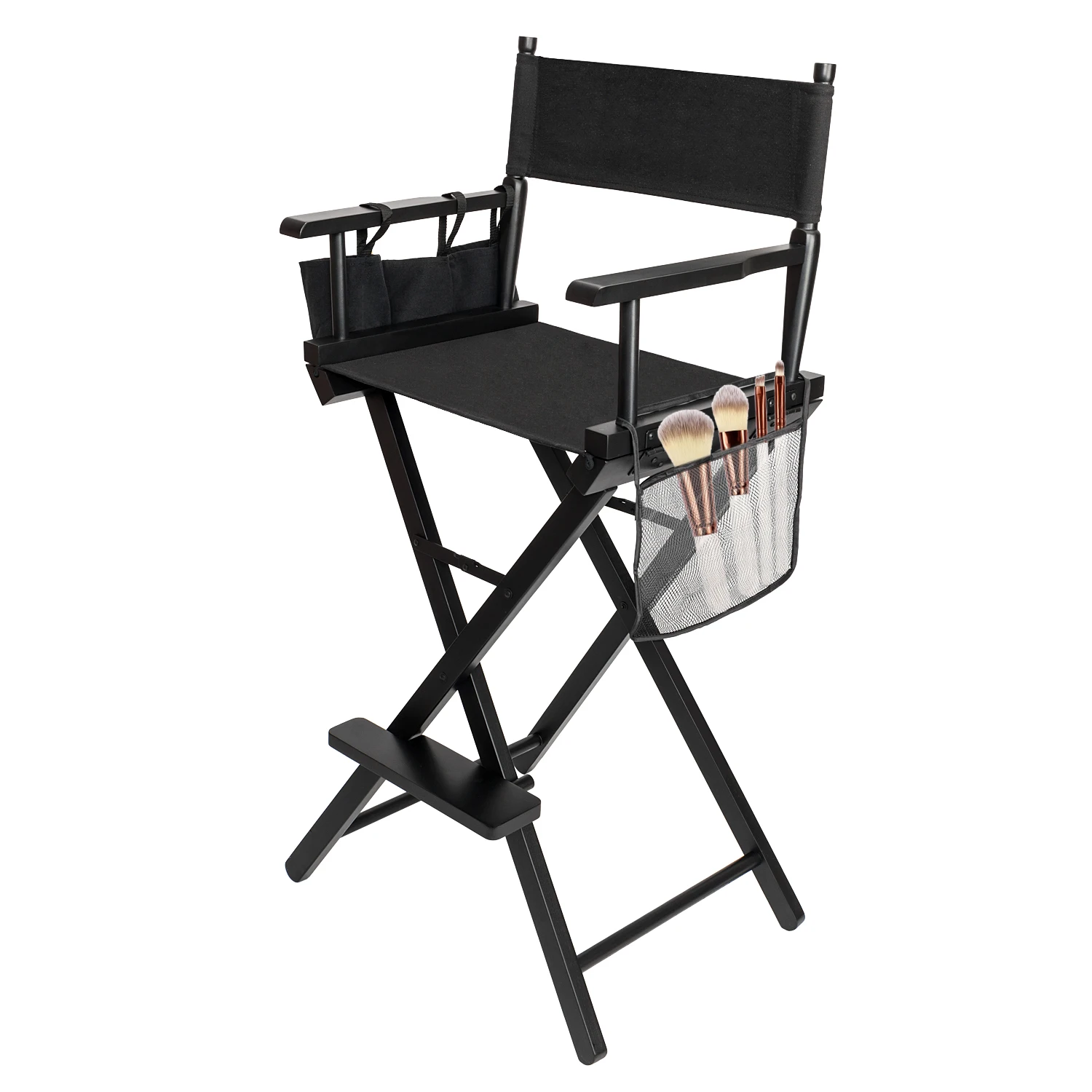 

US WarehouseHigh Quality Solid Hardwood & Polyester Folding Makeup Chair Black