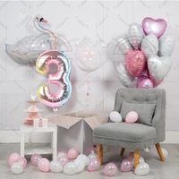 34pcs swan aluminium foil balloons set for kids birthdayparty decors 32 number balloons 1 9 baby shower inflatable air globos