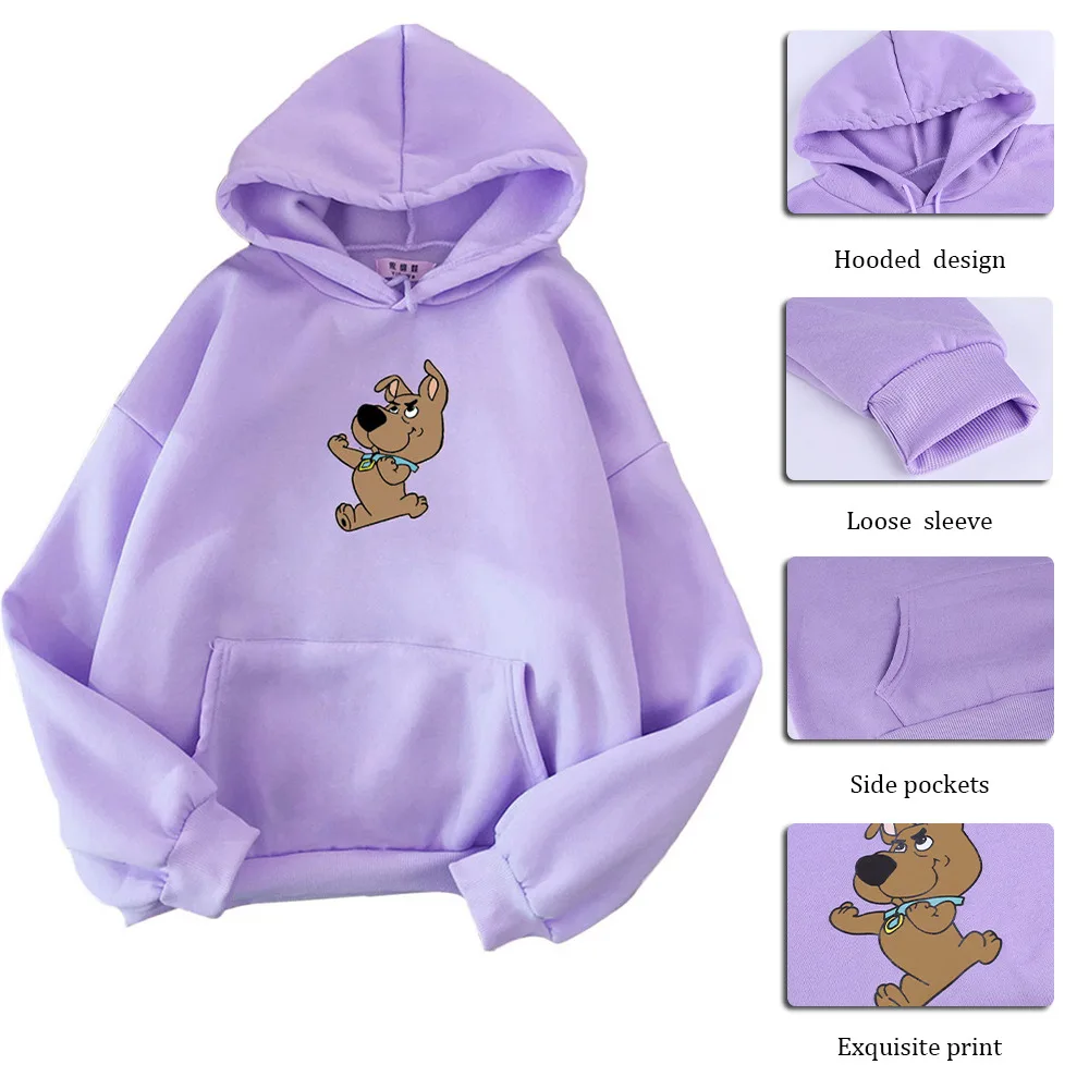 Women Oversized Hoodies Kawaii Dog Print Sweatshirt Female Clothes Full Sleeve Harajuku Hoody Ladies Winter Coat Pullover