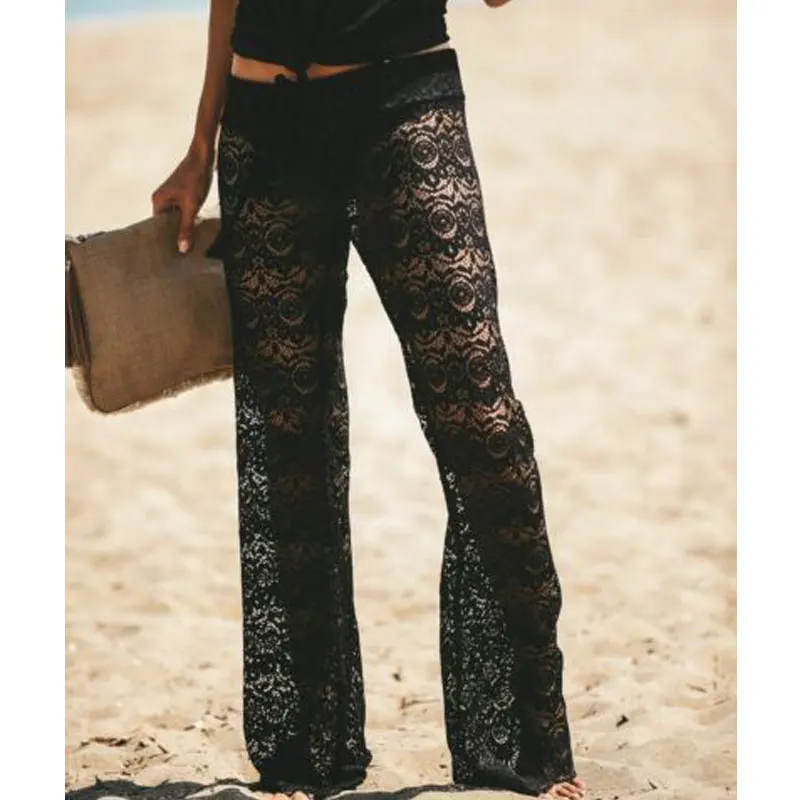 Женские сексуальные кружевные брюки Boho свободные широкие с принтом пляжные