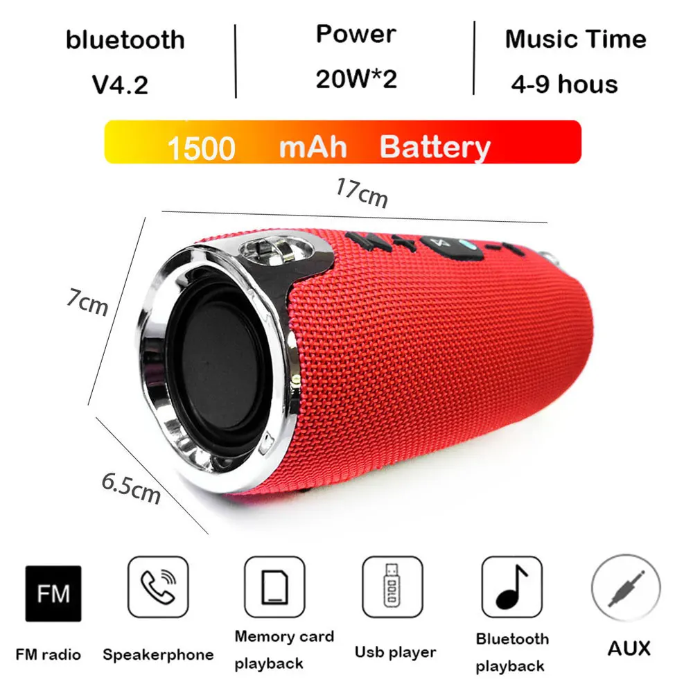 Портативная Bluetooth колонка беспроводная басовая водонепроницаемая уличная с