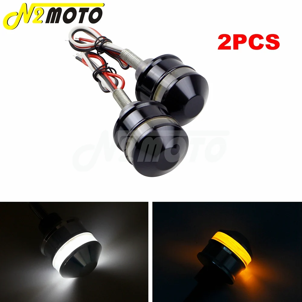 

Универсальный мотоцикл 25 мм Бар торцевые мигалки указатели поворота светильник 1 "руль белый/желтый лампа для Harley Cafe Racer