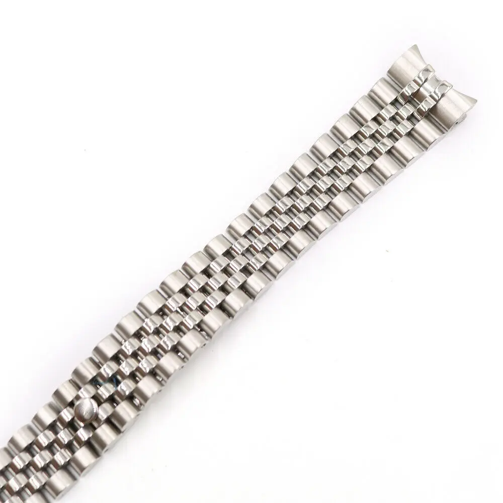 Rolamy 21mm Silver Solid Curved End Screw Links Wrist Watch Band Strap Bracelet Classic Jubilee Hidden Clasp For Rolex Datejust