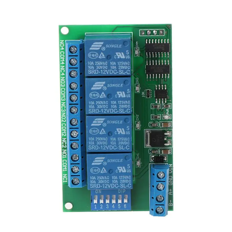 2020 Новый 4CH 12V Modbus PC RTU UART RS485 релейная плата для PLC лампы LED PTZ управление