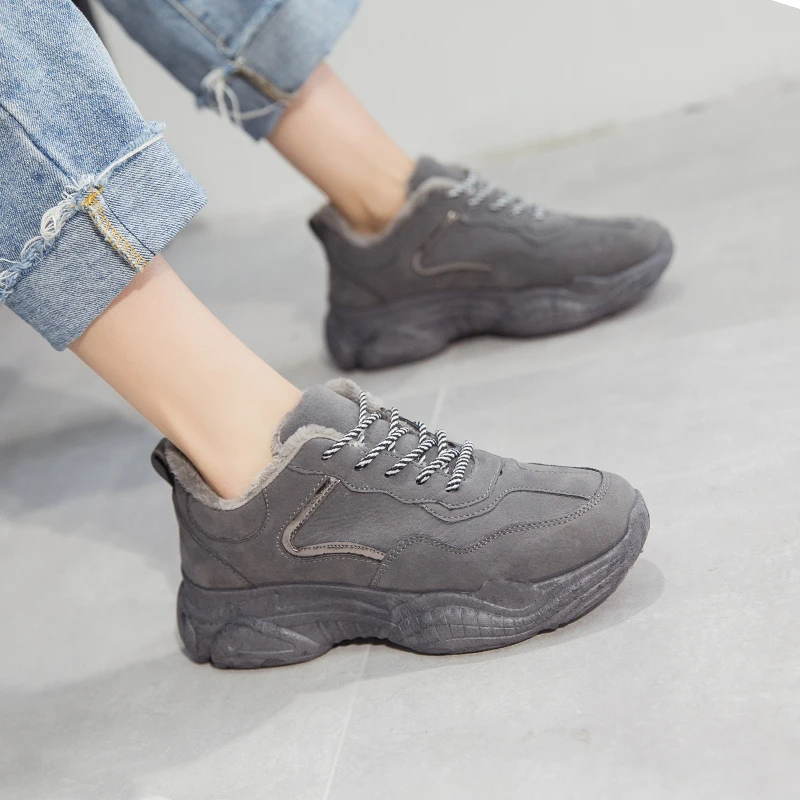 

2020 Female New Women's student thick bottom casual shoes Winter plus Velvet Cotton Shoes Women's Cotton Fashion Shoes W29-15